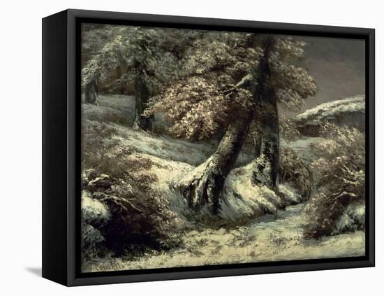 Trees in the Snow, C.1865-Gustave Courbet-Framed Premier Image Canvas