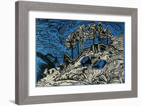 Trees on a Mountain Slope-Ernst Ludwig Kirchner-Framed Giclee Print