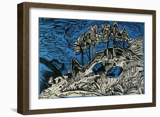 Trees on a Mountain Slope-Ernst Ludwig Kirchner-Framed Giclee Print