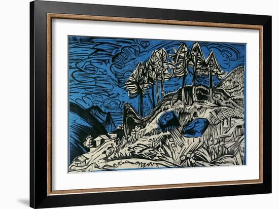 Trees on a Mountain Slope-Ernst Ludwig Kirchner-Framed Giclee Print