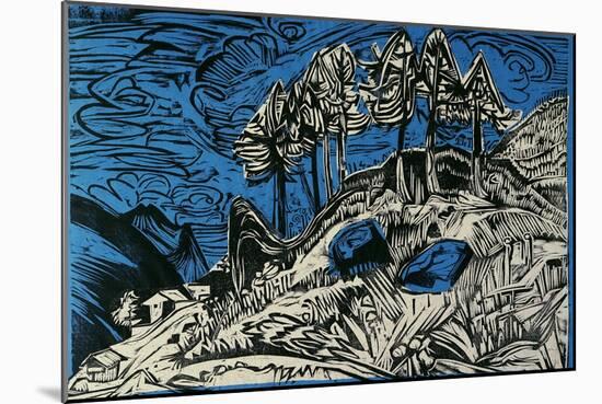 Trees on a Mountain Slope-Ernst Ludwig Kirchner-Mounted Giclee Print