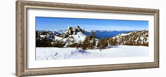 Trees on a Snow Covered Landscape, Heavenly Mountain Resort, Lake Tahoe-null-Framed Photographic Print