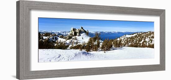 Trees on a Snow Covered Landscape, Heavenly Mountain Resort, Lake Tahoe-null-Framed Photographic Print