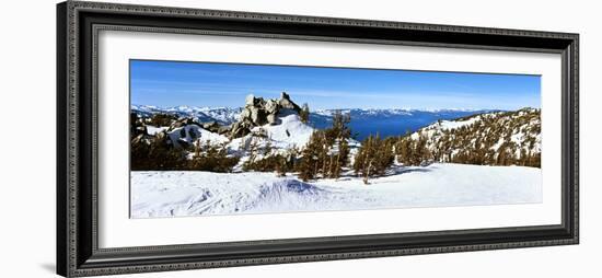 Trees on a Snow Covered Landscape, Heavenly Mountain Resort, Lake Tahoe-null-Framed Photographic Print