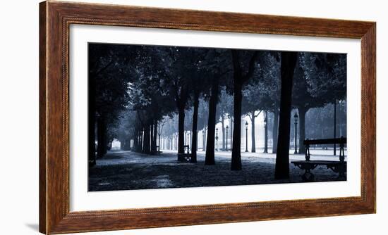 Trees on both sides of a walkway, Champs Elysees, Paris, France-null-Framed Photographic Print