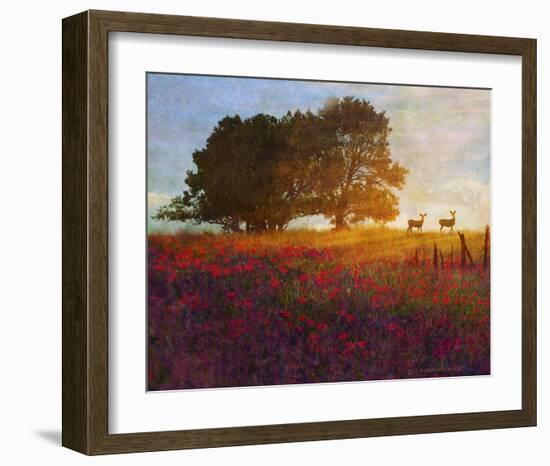 Trees, Poppies and Deer III-Chris Vest-Framed Art Print