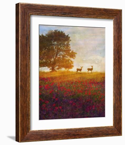 Trees, Poppies and Deer IV-Chris Vest-Framed Art Print