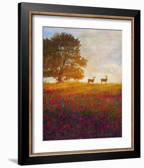 Trees, Poppies and Deer IV-Chris Vest-Framed Art Print