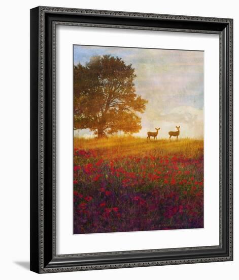 Trees, Poppies and Deer IV-Chris Vest-Framed Art Print