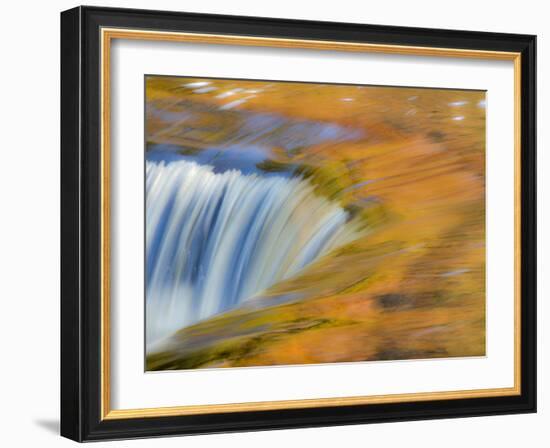 Trees Reflect in Cascade above Bond Falls on the Middle Fork of the Ontonagon River near Paulding I-Julianne Eggers-Framed Photographic Print