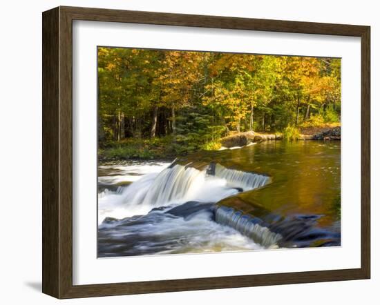 Trees Reflect in Cascade above Bond Falls on the Middle Fork of the Ontonagon River near Paulding I-Julianne Eggers-Framed Photographic Print