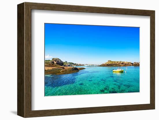 Tregastel, Boat in Fishing Port. Pink Granite Coast, Brittany, France.-stevanzz-Framed Photographic Print