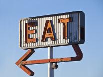 Retro Neon Eat Sign Ruin in Early Morning Light.-trekandshoot-Mounted Photographic Print