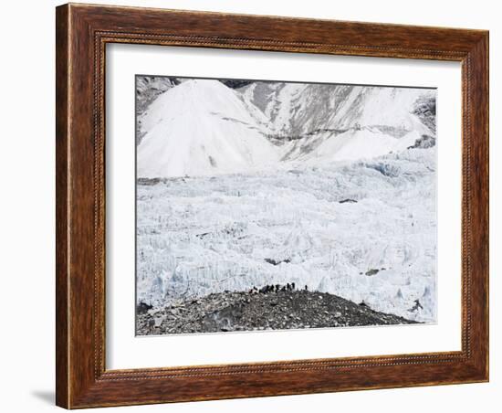 Trekkers Below the The Western Cwm Glacier at Everest Base Camp, Himalayas-Christian Kober-Framed Photographic Print