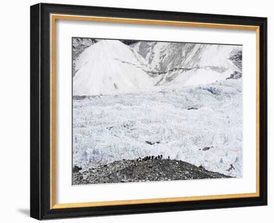 Trekkers Below the The Western Cwm Glacier at Everest Base Camp, Himalayas-Christian Kober-Framed Photographic Print