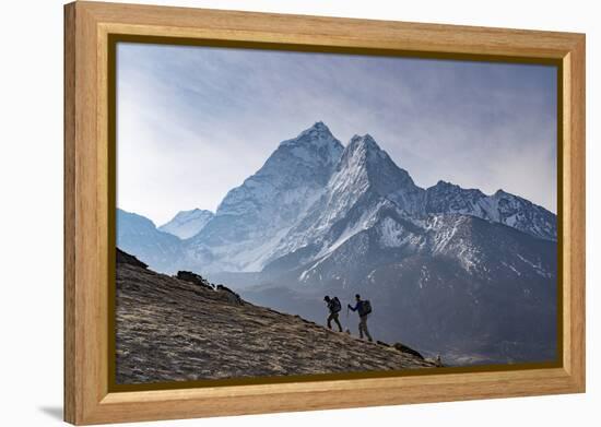 Trekkers Climb a Small Peak Above Dingboche in the Everest Region in Time to See the Sunrise-Alex Treadway-Framed Premier Image Canvas