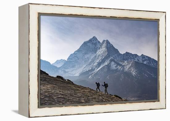 Trekkers Climb a Small Peak Above Dingboche in the Everest Region in Time to See the Sunrise-Alex Treadway-Framed Premier Image Canvas