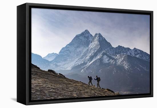 Trekkers Climb a Small Peak Above Dingboche in the Everest Region in Time to See the Sunrise-Alex Treadway-Framed Premier Image Canvas