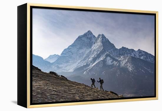 Trekkers Climb a Small Peak Above Dingboche in the Everest Region in Time to See the Sunrise-Alex Treadway-Framed Premier Image Canvas