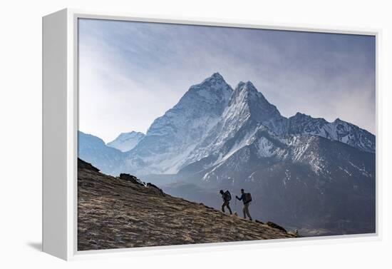 Trekkers Climb a Small Peak Above Dingboche in the Everest Region in Time to See the Sunrise-Alex Treadway-Framed Premier Image Canvas