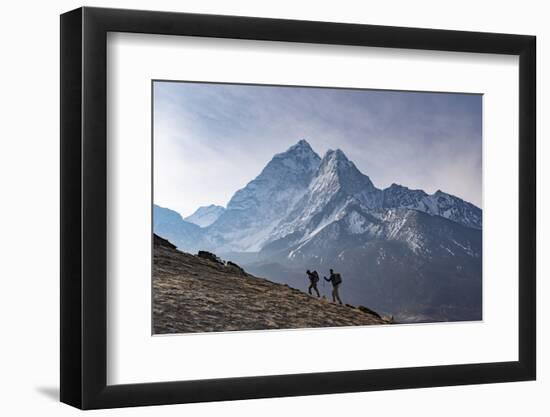 Trekkers Climb a Small Peak Above Dingboche in the Everest Region in Time to See the Sunrise-Alex Treadway-Framed Photographic Print