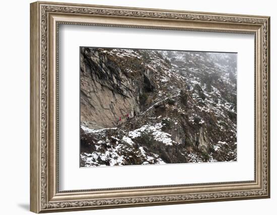 Trekkers Make their Way Along an Alternative Route Via Photse to Everest Base Camp, Himalayas-Alex Treadway-Framed Photographic Print