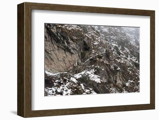 Trekkers Make their Way Along an Alternative Route Via Photse to Everest Base Camp, Himalayas-Alex Treadway-Framed Photographic Print