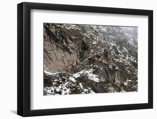 Trekkers Make their Way Along an Alternative Route Via Photse to Everest Base Camp, Himalayas-Alex Treadway-Framed Photographic Print