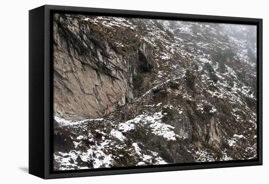 Trekkers Make their Way Along an Alternative Route Via Photse to Everest Base Camp, Himalayas-Alex Treadway-Framed Premier Image Canvas