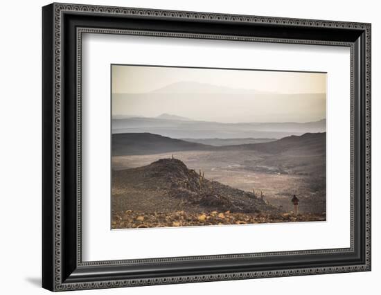 Trekking at Sunset in Cactus Valley (Los Cardones Ravine), Atacama Desert, North Chile-Matthew Williams-Ellis-Framed Photographic Print