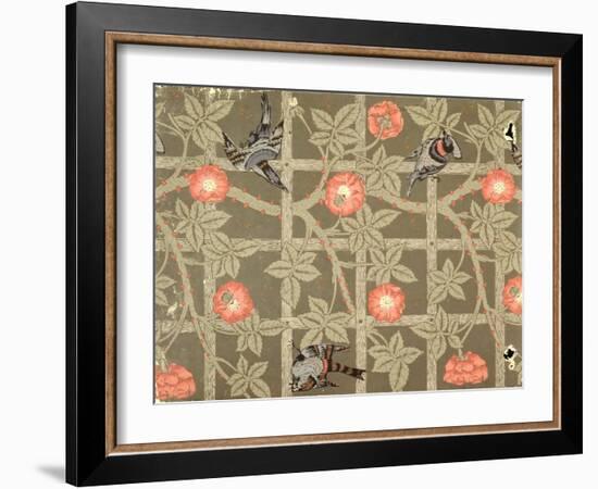 Trellis Wallpaper Design with a Bottle Green Background, 1864-William Morris-Framed Giclee Print