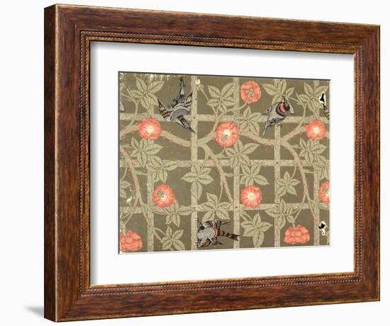 Trellis Wallpaper Design with a Bottle Green Background, 1864-William Morris-Framed Giclee Print