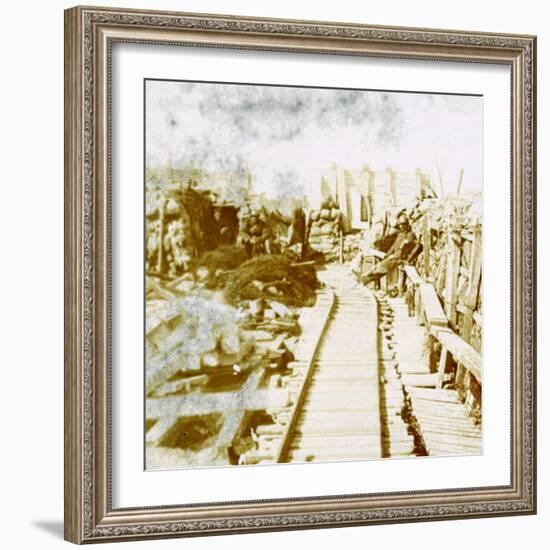 Trenches and railway line, Yser south, Diksmuide, Belgium, c1914-c1918-Unknown-Framed Photographic Print