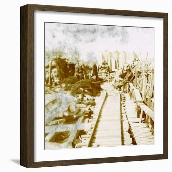 Trenches and railway line, Yser south, Diksmuide, Belgium, c1914-c1918-Unknown-Framed Photographic Print