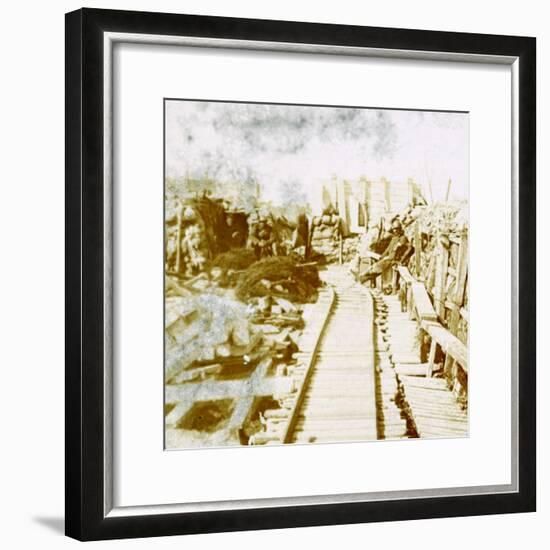 Trenches and railway line, Yser south, Diksmuide, Belgium, c1914-c1918-Unknown-Framed Photographic Print