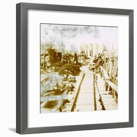 Trenches and railway line, Yser south, Diksmuide, Belgium, c1914-c1918-Unknown-Framed Photographic Print