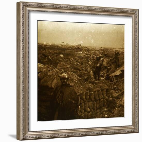 Trenches on the front line, Moulin de Souain, northern France, c1915-Unknown-Framed Photographic Print