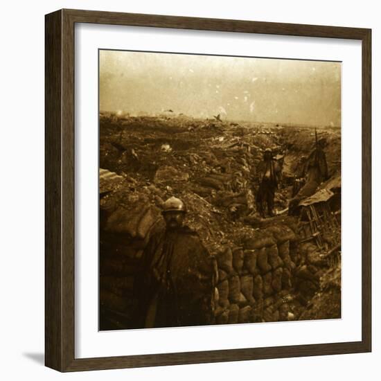 Trenches on the front line, Moulin de Souain, northern France, c1915-Unknown-Framed Photographic Print