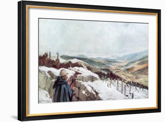 Trenches Overlooking the Munster Valley with the Rhine in the Distance, January 1916-Francois Flameng-Framed Giclee Print