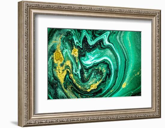 Trendy Nature Marble Pattern. Abstract Green Art. Natural Luxury. Style Incorporates the Swirls of-CARACOLLA-Framed Photographic Print