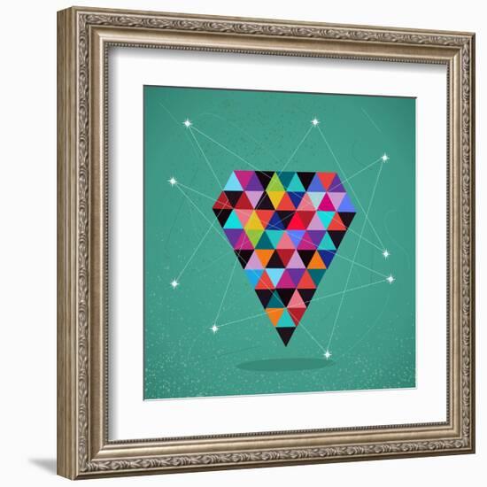 Trendy Triangle Diamond Illustration-cienpies-Framed Art Print