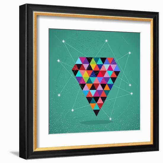 Trendy Triangle Diamond Illustration-cienpies-Framed Art Print