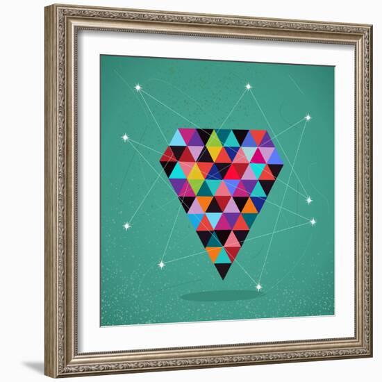 Trendy Triangle Diamond Illustration-cienpies-Framed Art Print