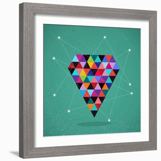 Trendy Triangle Diamond Illustration-cienpies-Framed Art Print