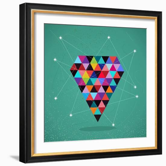 Trendy Triangle Diamond Illustration-cienpies-Framed Art Print