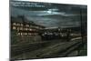 Trenton, New Jersey - Penn Railroad Station, Western Flier at Night-Lantern Press-Mounted Art Print