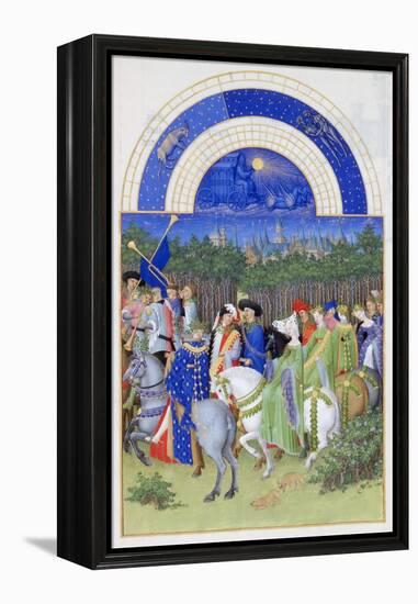 Très Riches Heures Du Duc De Berry: Month of May-Frères Limbourg-Framed Premier Image Canvas