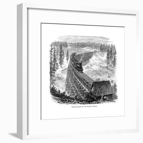 Trestle Bridge on the Union Pacific Railroad, USA, 1876-null-Framed Giclee Print