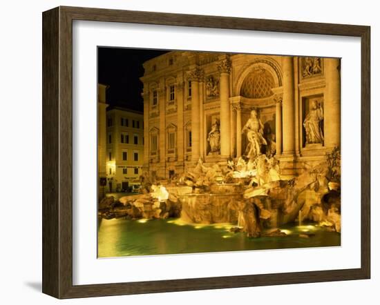 Trevi Fountain Illuminated at Night in Rome, Lazio, Italy, Europe-Nigel Francis-Framed Photographic Print