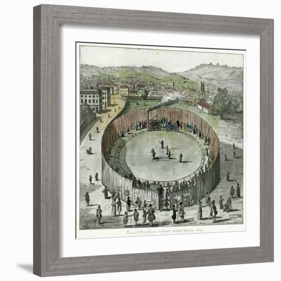 Trevithick's Latest Engine Known as the "Catch-Me-Who- Can" is the Centre-Piece at the Steam Circus-Thomas Rowlandson-Framed Art Print